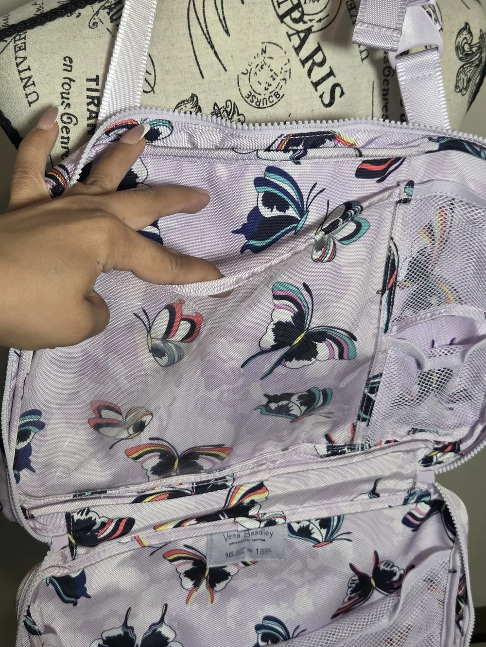Vera Bradley ReActive Seat Hanging Organizer in Lavender Butterflies.  NWT